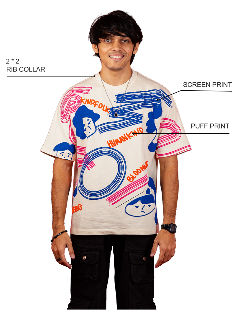 KIND RAGE — RAGLAN SLEEVED STATEMENT TEE (BEIGE)