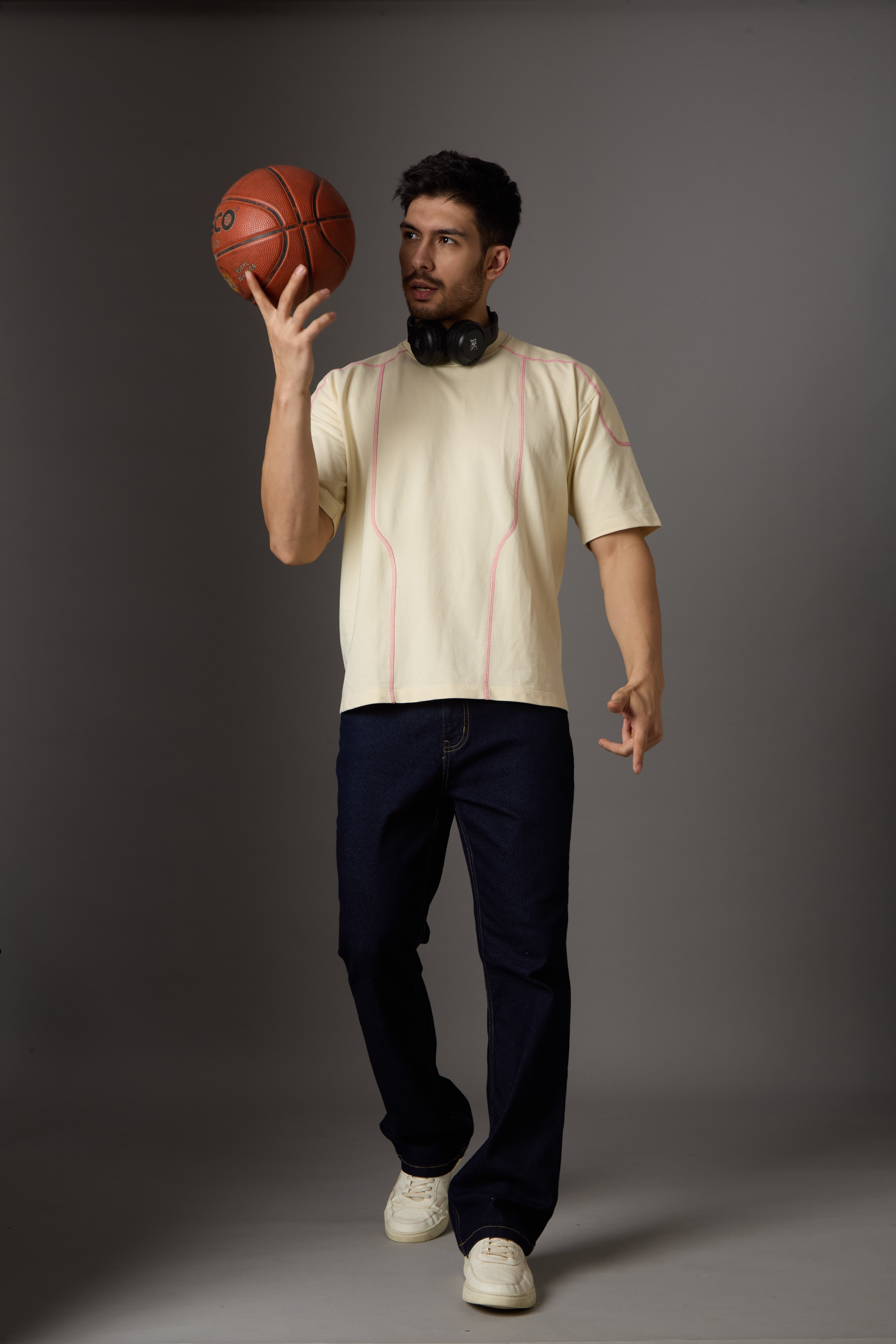 “BLOOD-STITCHED” RAGLAN SLEEVED — CREAM